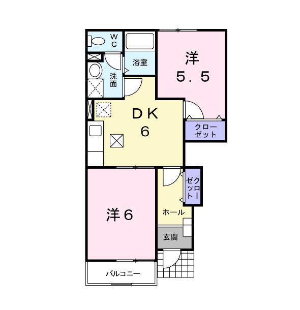ビバアヴニール(2DK/1階)の間取り写真