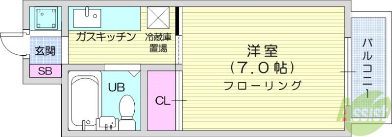 ガーデンハイツ(1K/3階)の間取り写真