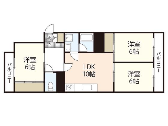 メゾン山中(3LDK/1階)の間取り写真