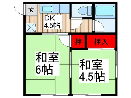ハイネス与野(2DK/1階)の間取り写真