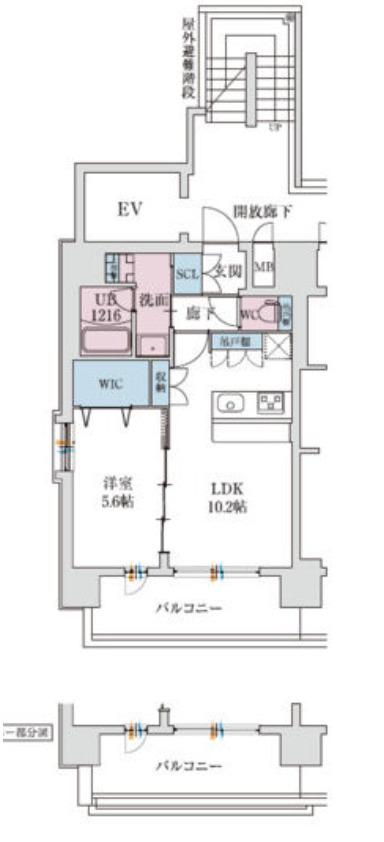 スプランディット梅田ウエスト(1LDK/13階)の間取り写真