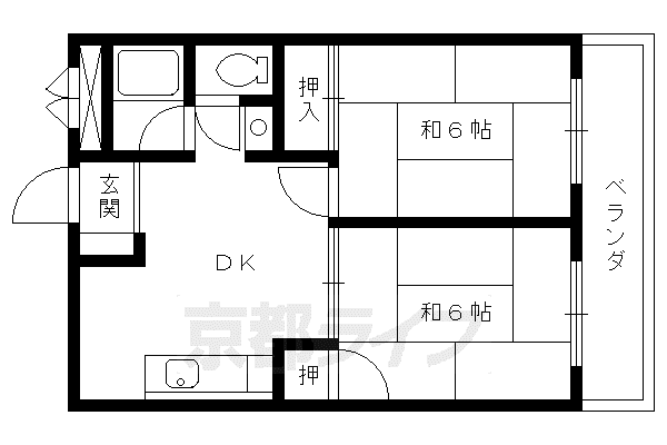 ヴィラージュ岩倉(2LDK/1階)の間取り写真