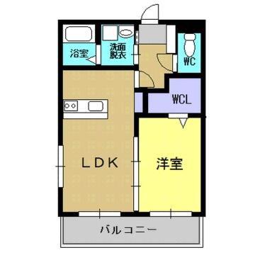 エステート八景水谷(1LDK/4階)の間取り写真