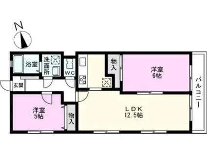 ボンヌ・シャンス(2LDK/1階)の間取り写真