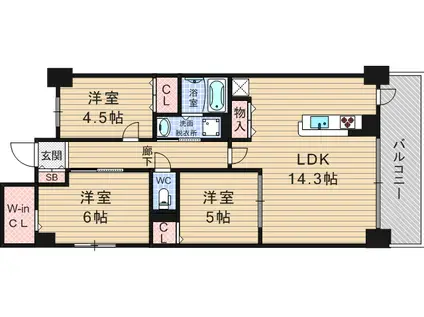 ルナ グランデ(3LDK/8階)の間取り写真