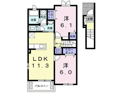 ハーモニー・ガーデンI(2LDK/2階)の間取り写真