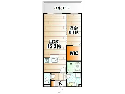 STUDIE GAMOU(1LDK/2階)の間取り写真