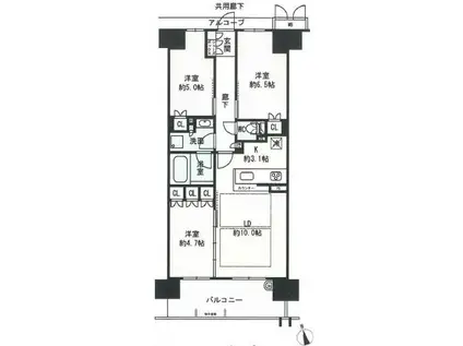 プレミスト神戸ハーバーレジデンス(3LDK/11階)の間取り写真