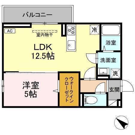 CLASSEUM盛岡駅前 II(1LDK/1階)の間取り写真