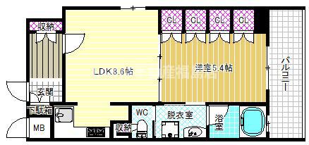 リーガル新福島(1DK/2階)の間取り写真