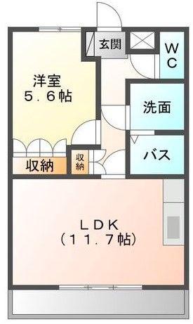 エバーレジデンス(1LDK/2階)の間取り写真