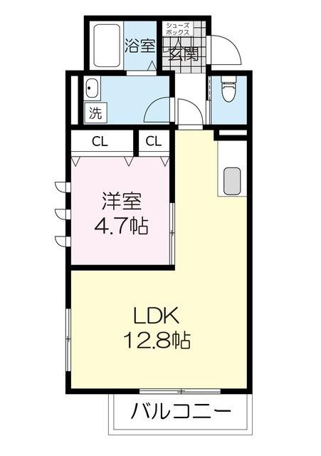 ミッドテラス仙台上杉(1LDK/2階)の間取り写真