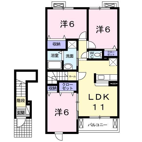 フェリシア(3LDK/2階)の間取り写真