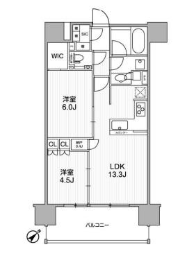 ディームス渋谷本町(2LDK/6階)の間取り写真