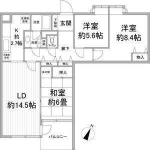 エスパス由比ガ浜(3LDK/1階)の間取り写真
