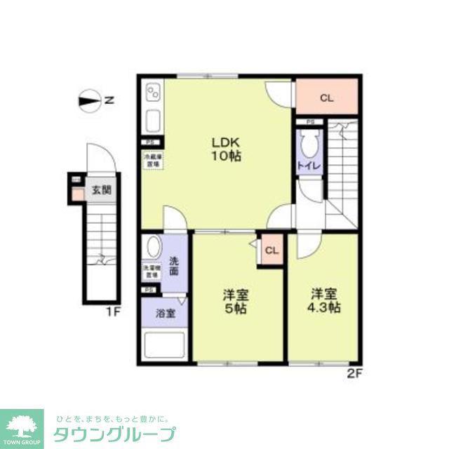 ベリエ花小金井(2LDK/2階)の間取り写真