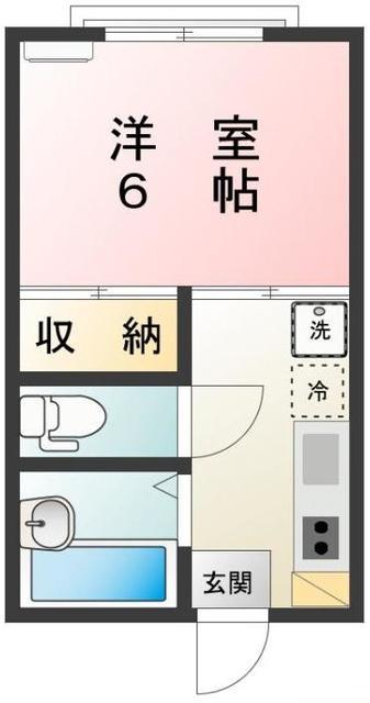 チェリーヒルズB(1K/2階)の間取り写真