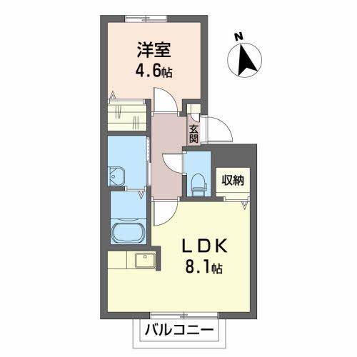 桜田東シャーメゾンB(1LDK/2階)の間取り写真