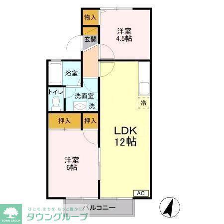 アリュールB(2LDK/2階)の間取り写真
