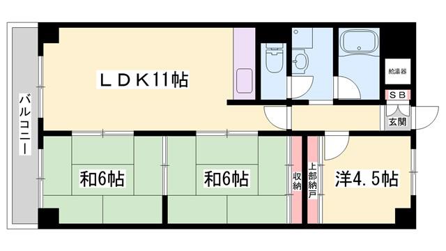 エバーグリーン車崎(3LDK/7階)の間取り写真