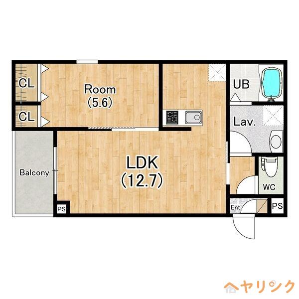 ジーメゾン清須アウラ(1LDK/1階)の間取り写真