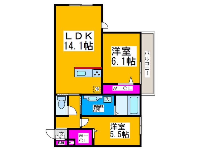 CONFORT三国ヶ丘(2LDK/2階)の間取り写真