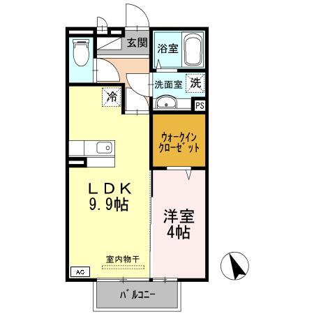 クレスト玉手(1LDK/2階)の間取り写真
