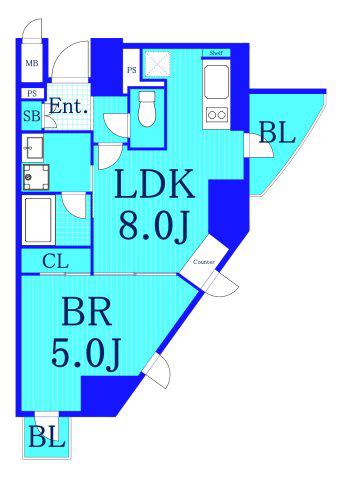 アパートメンツ綱島(1LDK/2階)の間取り写真