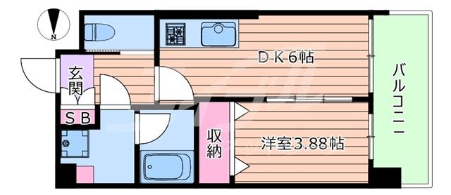 プレジオ関目(1DK/9階)の間取り写真