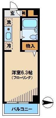 KIレジデンス(ワンルーム/2階)の間取り写真