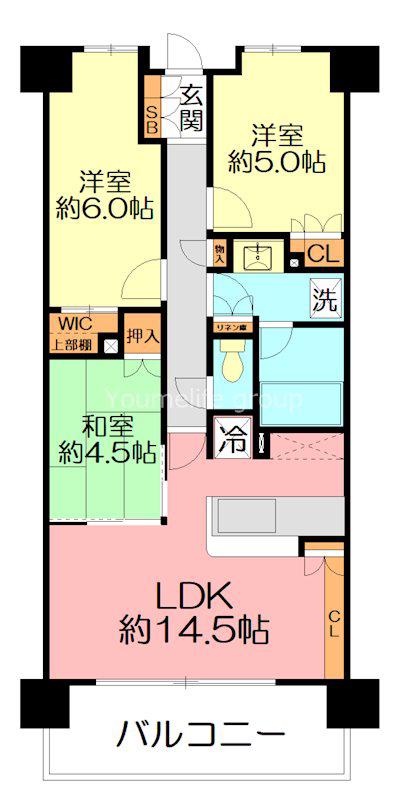 プレシス本厚木レジデンス(3LDK/13階)の間取り写真