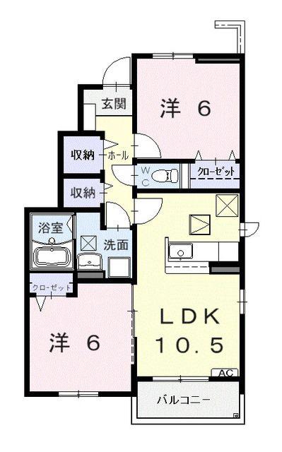 エアリーS(2LDK/1階)の間取り写真