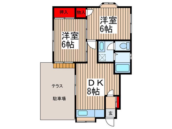 コーポ・ノアB(2DK/1階)の間取り写真