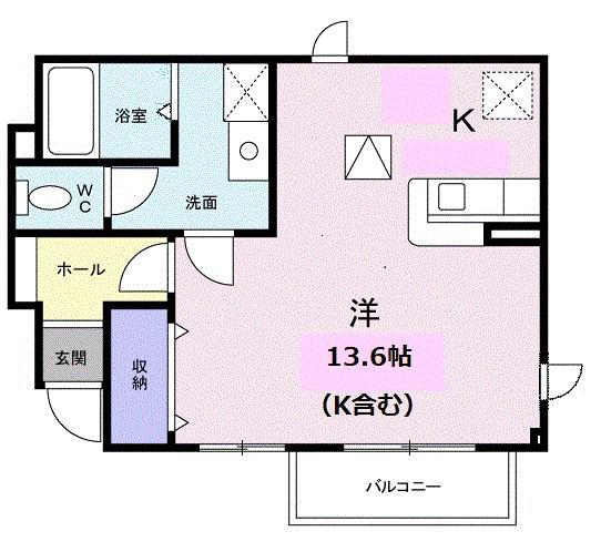 アルカンシェル庄内I(ワンルーム/1階)の間取り写真