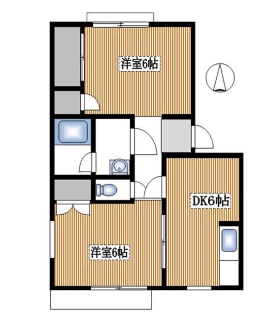 エクセレント細山(2DK/1階)の間取り写真