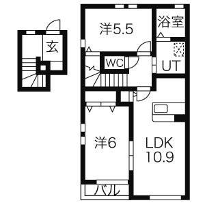 アイシス V(2LDK/2階)の間取り写真