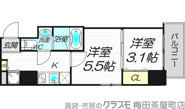 イグレック南本町(2K/10階)の間取り写真
