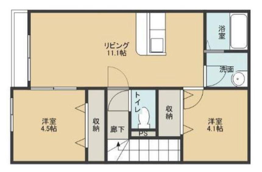 IS延友C棟 202(2LDK/2階)の間取り写真