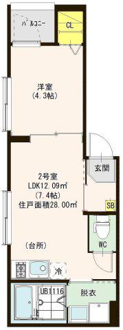 OTTANTATR 西新井(1DK/2階)の間取り写真