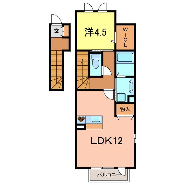 エムグランデ B棟(1LDK/2階)の間取り写真