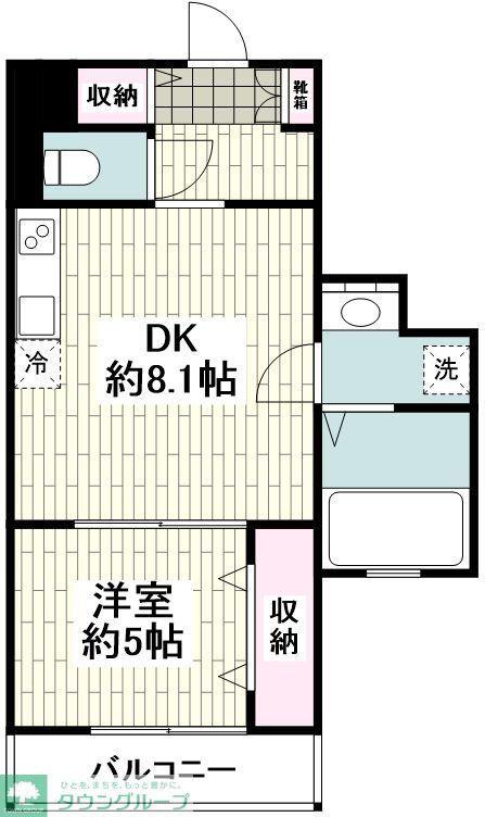 プラティーヌ碑文谷(1DK/3階)の間取り写真