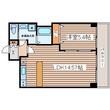 カスタリア榴ヶ岡(1LDK/2階)の間取り写真