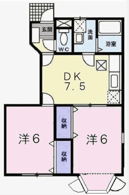ヴァンヴェールA(2DK/1階)の間取り写真
