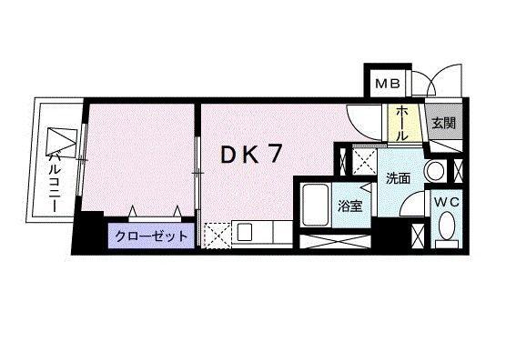 アンソレイエ(1DK/2階)の間取り写真