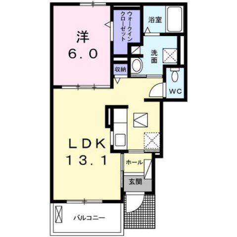 ワルド プラッツ C(1LDK/1階)の間取り写真