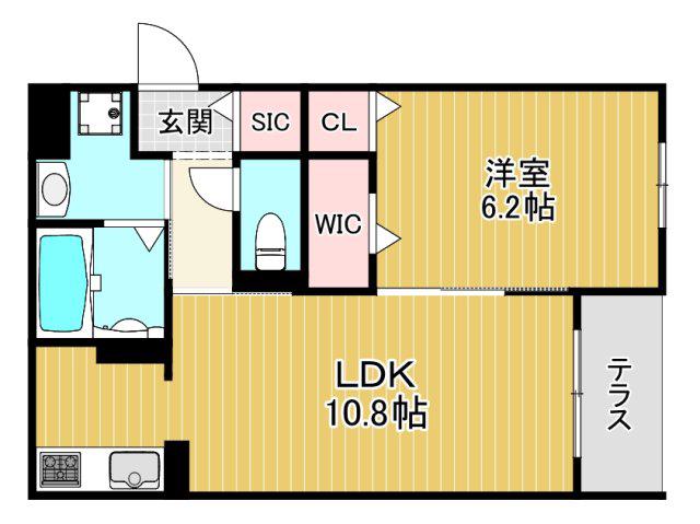 グランドール清水(1LDK/1階)の間取り写真