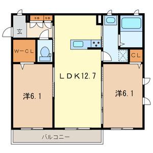 クオージュ(2LDK/2階)の間取り写真
