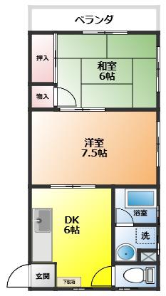 M・Sハイツ(2DK/3階)の間取り写真