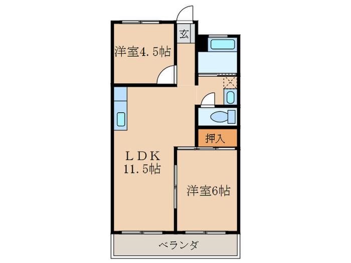フェリーチェ(2LDK/3階)の間取り写真