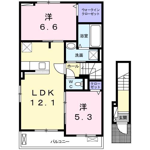 アンフィニ ボヌール(2LDK/2階)の間取り写真